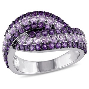 EVERLY JEWELRY |Sterling Silver 1 1/2 CT TGW Amethyst-Africa Rose de France Cross Ring Black Rhodium Plated - 1 of 4