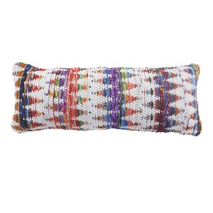 20" X 20" White Red Green Blue Yellow And Orange 100% Cotton Geometric Zippered Pillow - 1 of 4