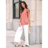 Women's Lace Top Pleated Short Sleeve Flowy Blouse Summer Loose Business Casual Dressy Shirts - 3 of 4