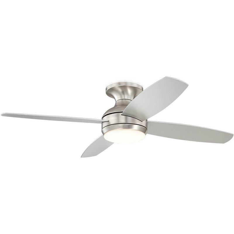 52" Casa Vieja Elite Modern Hugger Indoor Ceiling Fan with Dimmable LED Light Remote Control Brushed Nickel Opal Glass for Living Room Kitchen House, 5 of 9