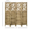 Aghana Digitals 4-Panel Wooden Privacy Screen, Brown Folding Room Divider with Dual Hinges & Floral - 3 of 4