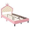 Lovely Crown Fantasy PU Leather Princess Bed with Tufted Headboard, Pink+Cream - image 4 of 4