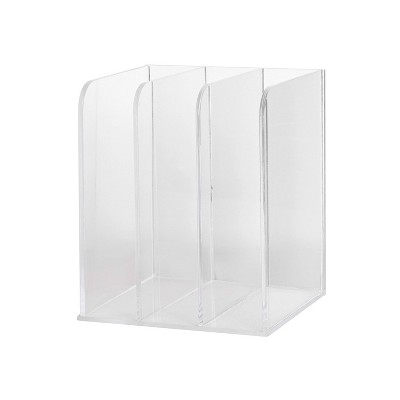 Clear Acrylic 3 Section File Holder with Anti-Slip Feet