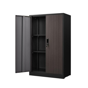 Munora Metal Storage Cabinet with Locking Doors and Adjustable Shelf, Folding Filing Storage Cabinet for Home Office, School, Garage, Black - 1 of 4