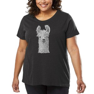 LA Pop Art Women's Word Art T-shirt - Llama - 1 of 4