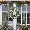 22" Large Lighted Christmas Gnome Wreath, Winter Wreath with Silver White Xmas Balls 30 Lights and Timer for Indoor Outdoor Holiday Decorations - 2 of 4
