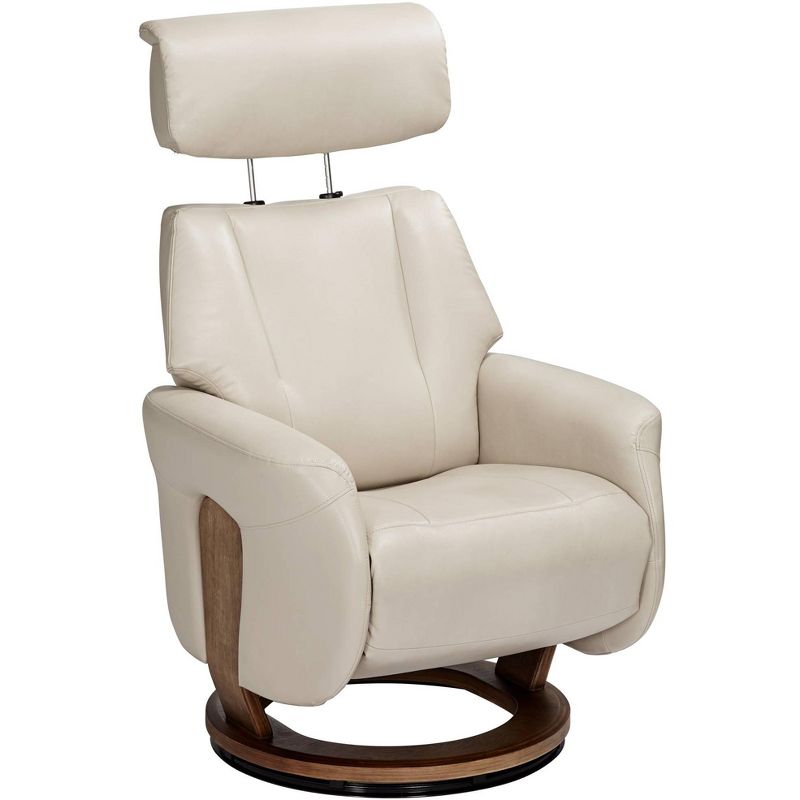 BenchMaster Taupe Faux Leather Swivel Recliner Chair Modern Armchair Comfortable Manual Reclining Footrest for Bedroom Living Room, 5 of 10