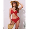INSPIRE CHIC Women's Lace Up Decoration Push Up Bikini Sets, Wide Strap Top Triangle Bottom Swimwear Bathing Suits 1 Set - 4 of 4