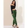 INSPIRE CHIC Women's Drawstring Elastic Waist Ankle Length Satin Joggers Pants with Pocket - 4 of 4