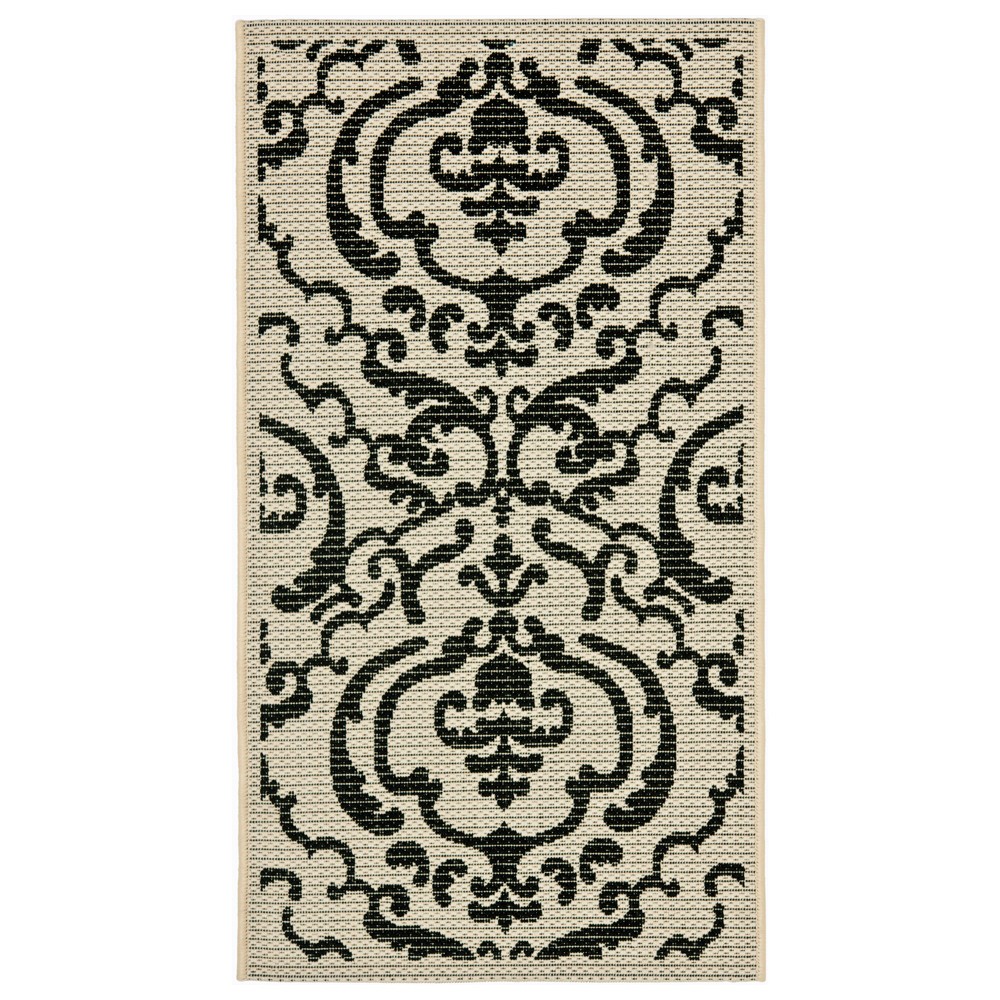 2'X3'7in Hinshaw Outdoor Rug Sand/Black - Safavieh