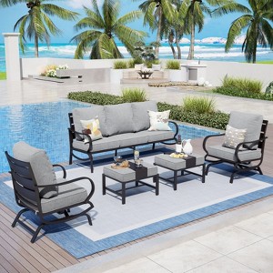 Captiva Designs 5 PCS Metal Patio Furniture Conversation Set with Rocking Armchairs for Garden Porch Backyard - 1 of 4