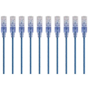 Monoprice Cat6A Ethernet Patch Cable - 3 Feet - Blue | Network Internet Cord - RJ45, 550Mhz, UTP, Pure Bare Copper Wire, 10G, 30AWG, 10-Pack - SlimRun - 1 of 4