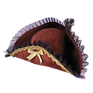 Morris Costumes Adult Pirate Hat with Gold Trim Halloween Costume Headwear - Brown One Size - 1 of 1
