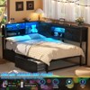 Aheaplus Rebersible Daybed with Bookcase and Drawer, Corner Bed Frame with Sliding Door, Black - 2 of 4