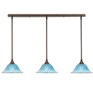 Toltec Lighting Any 3 - Light Chandelier in  Bronze with 10" Teal Crystal Shade - 1 of 1