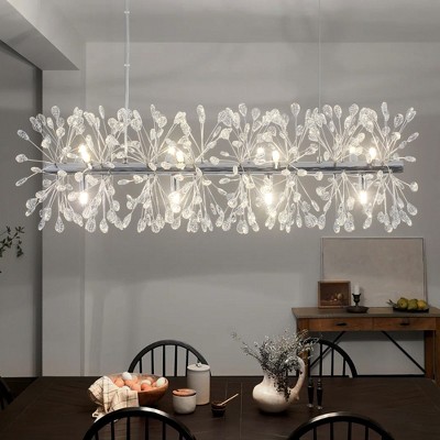Rennnsan Glayven 13"W 12-Light Dandelion Crystal Modern Glam Dimmable Kitchen Island Pendant