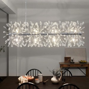 Rennnsan Glayven 13"W 12-Light Dandelion Crystal Modern Glam Dimmable Kitchen Island Pendant - 1 of 4