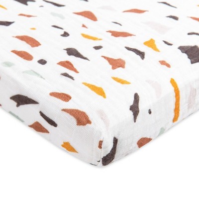 Image of Babyletto Terrazzo Muslin All-Stages Midi Crib Sheet