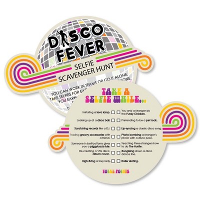 Big Dot of Happiness 70's Disco - Selfie Scavenger Hunt - 1970s Disco Fever Party Game - Set of 12