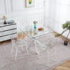 KTMBDW 35.4” Square Glass Dining Table, Tempered Glass Tabletop and Metal Tubular Legs, Modern Style Table for Home, Kitchen, Dining Room - 2 of 4