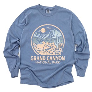 Grand Canyon National Park Two-Toned Circle - Women's Garment Dyed Long Sleeve Graphic T-Shirt - 1 of 4