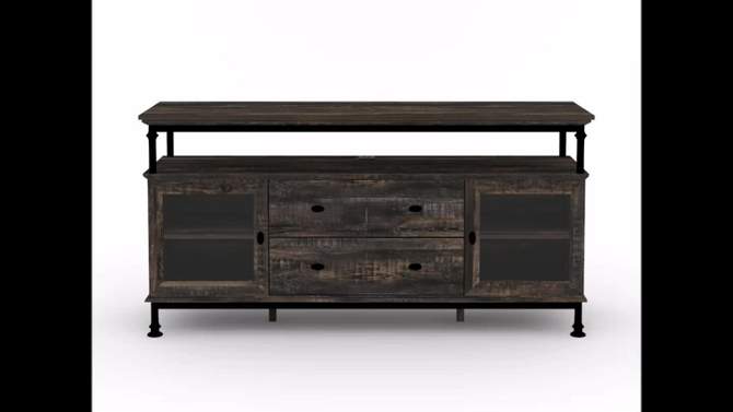 Canal Street Industrial Wood and Metal TV Stand for TVs up to 65&#34; Carbon Oak - Sauder, 2 of 8, play video