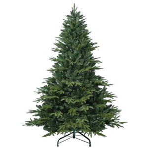 Green Artificial Christmas Tree with PE/PVC Mixed Branches, Warm White LED Lights, Fireproof PVC Material, Hinged Foldable Design with Sturdy Base - 1 of 4