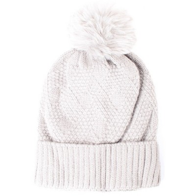Women's Solid Color 100% Acrylic Cable Knit Hat with pom
