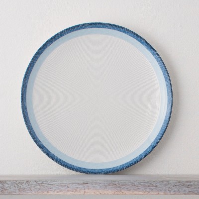 Sky Blue Porcelain Microwave-Safe Dinner Plates, Set of 4