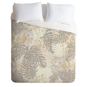 Full/Queen Holli Zollinger Jungle Leaf Tiger Comforter Set Brown - Deny Designs