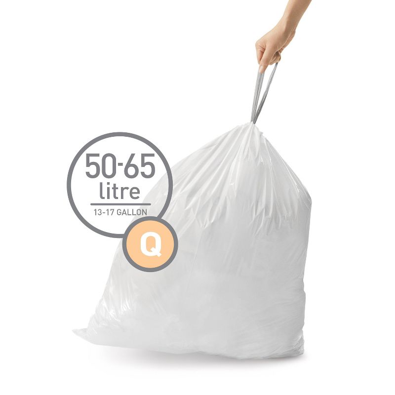 simplehuman 50L-65L Code Q Custom Fit Trash Bags Liner White, 2 of 6