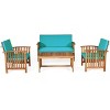 Tangkula 8PCS Wooden Patio Conversation Set Outdoor Furniture Set w/ Cushions - 2 of 4