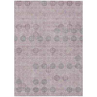 Plum And Gray Geometric Washable Indoor Outdoor Area Rug