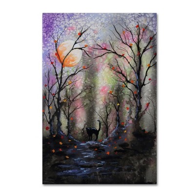 Abstract Black Cat in Forest Canvas Art