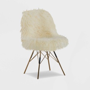 Remy Flokati Modern Faux Fur Accent and Office Chair Chair White - Linon - 1 of 4