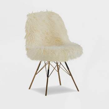 Remy Flokati Modern Faux Fur Accent and Office Chair Chair White - Linon