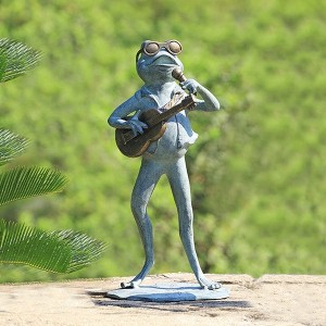 SPI Home Rock Star Frog Garden Sculpture – 21.5" Tall Whimsical Metal Musician Statue, Fun Outdoor Décor for Music Lovers - 1 of 3