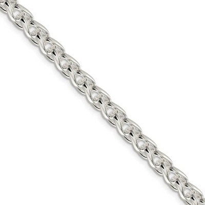 Black Bow Jewelry Men's 6mm, Sterling Silver Round Solid Spiga Chain Necklace