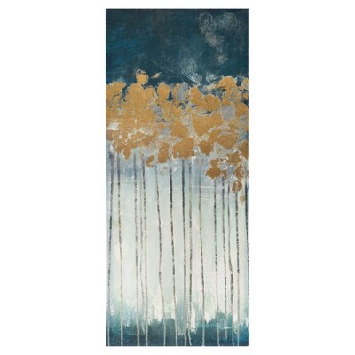 Teal and Gold Abstract Forest Canvas Art Set of 3