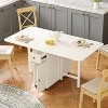 ATJafurn 58.9'' Foldable Dining Table For Small Space, Rectangular Wood Folding Extendable Kitchen Table with Drop Leaves, No Assembly Required - 4 of 4