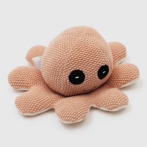 Ruvalino Baby and Toddler Learning Toys Handmade Small Octopus Plush Toy for Teething Relief, Peach, 9"*3.5"*1" - 1 of 4