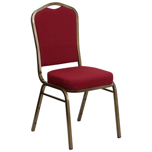 Gold Frame Flash Furniture 4 Pack HERCULES Series Crown Back Stacking Banquet Chair in Burgundy Fabric 