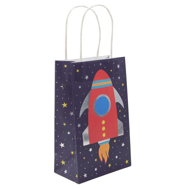Juvale 24 Kids Treat Goodie Bags with Handles Party Favors out Space Galaxy Gift Bag, 4 of 7
