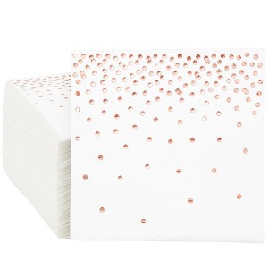 Juvale 100-Pack Rose Gold Cocktail Napkins - Disposable Paper Napkins for Birthday, Wedding Party Table Decorations, 5 In - 1 of 4