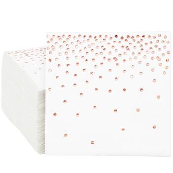 Juvale 100-Pack Rose Gold Cocktail Napkins - Disposable Paper Napkins for Birthday, Wedding Party Table Decorations, 5 In