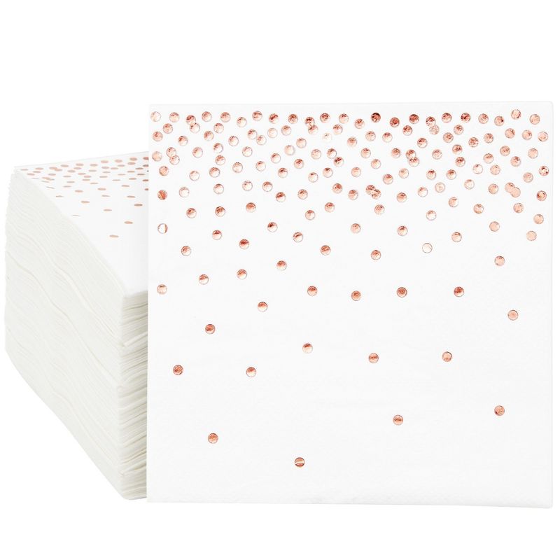 Juvale 100-Pack Rose Gold Cocktail Napkins - Disposable Paper Napkins for Birthday, Wedding Party Table Decorations, 5 In, 1 of 10
