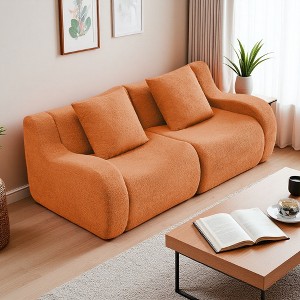 Modular Teddy Fabric Boneless Sofa with 32D High-Density Sponge, No Assembly - 1 of 4