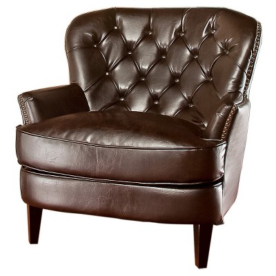 Tafton Tufted Leather Club Chair Brown Christopher Knight Home