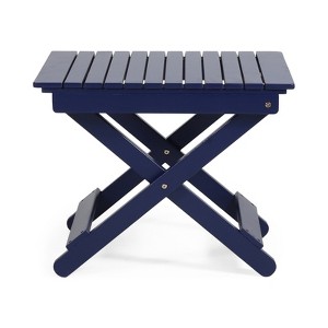 DSVIMOY Folding Wooden End Table, Outdoor Side Table, Decorative Garden Stool for Indoor Outdoor, Navy Blue, 22.75"*15"*18.25" - 1 of 4