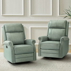 Irene 30.5" Wide Genuine Leather Manual Recliner with Rolled Arms Set of 2| ARTFUL LIVING DESIGN - 1 of 4